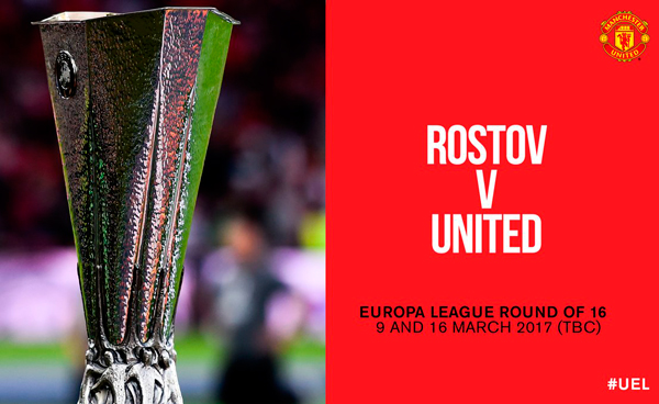 Man Utd to face FC Rostov in Europa League last 16